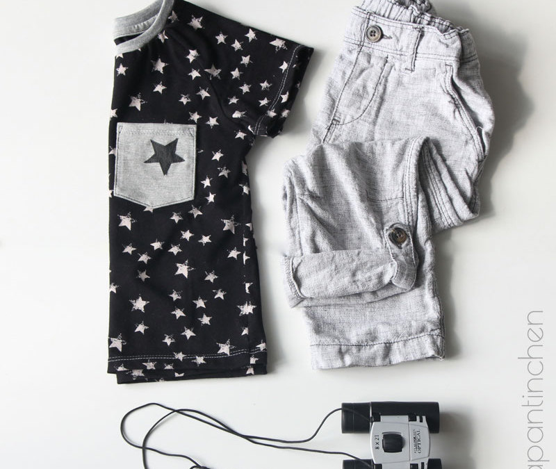 genäht – {Sterneshirt mit Papier-Applikation}