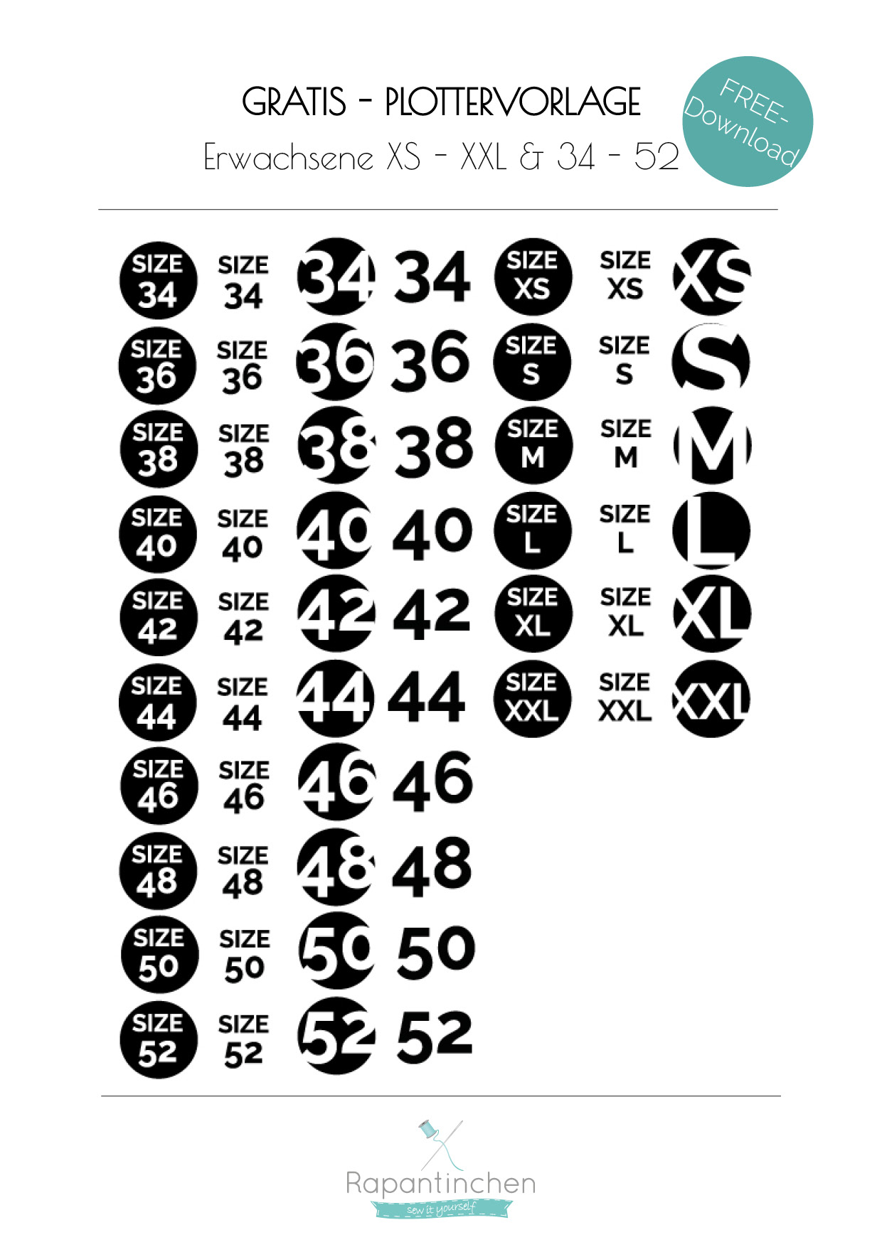 Gratis Plotterdatei - Größenlabel